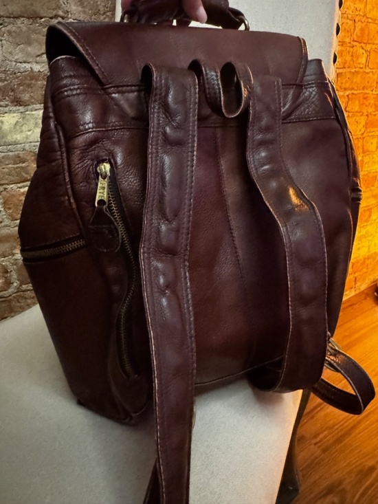 Frye Brown Leather Backpack multi zipper pocket Vintage Style main image 6